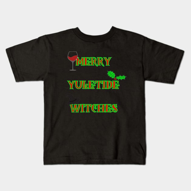 Merry Yuletide Witches, Christmas sweater style Kids T-Shirt by Rattykins